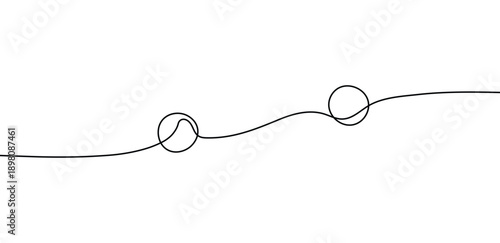 Minimalist continuous line drawing of a string with double loops on a white background