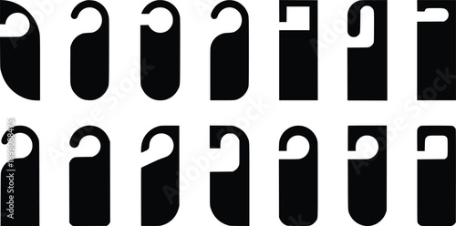 Door Hanger Icon Set, Do Not Disturb and Hotel Room Sign Collection, Hanging Door Tag Symbols, Motel and Hospitality Door Hanger Vector Illustration Isolated on White Background