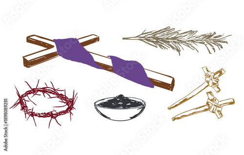 Christian Faith Church Elements and Religious Symbols Collection