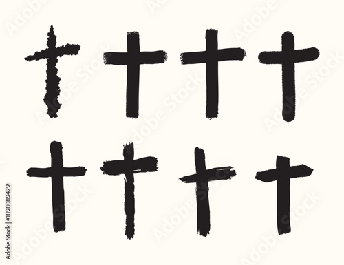 Cross Symbol Set Christian Faith Religious Set