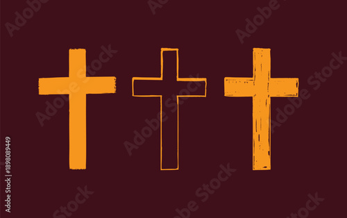 Gold Cross Christian Faith Symbol Poster Set