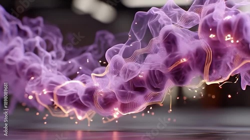 Wallpaper Mural Abstract purple smoke with golden sparks, a beautiful digital artwork. Torontodigital.ca