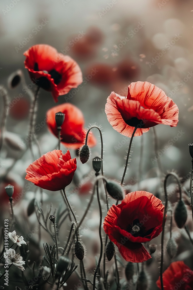 Fototapeta premium Red poppy flowers generated.AI