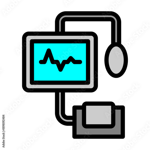 Blood Pressure Monitor Vector Filled Icon Design