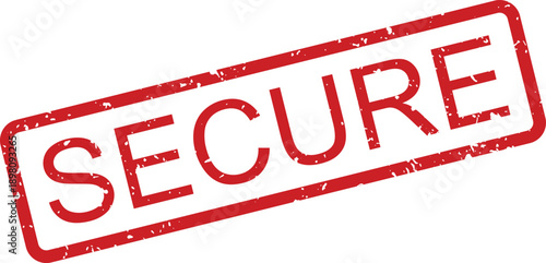 A distressed red rubber stamp with the word SECURE prominently displayed across a clean white background