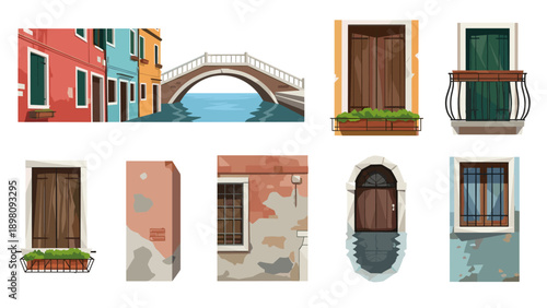 Charming venetian architecture with colorful buildings and iconic bridges