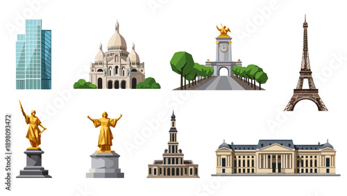 Iconic parisian landmarks and architectural wonders in vibrant style