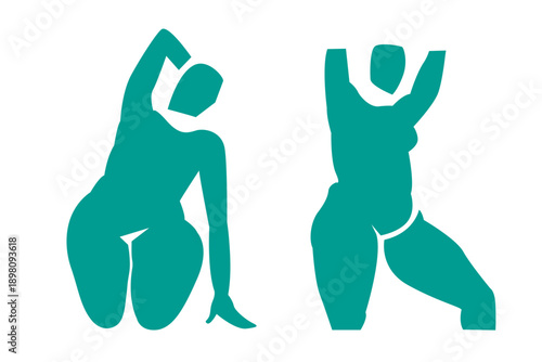 Woman figures contemporary abstract silhouette, hand drawn cut out feminine form different poses. Flat collage mid-century style, applique unique design, female shape poster, decorative art. Isolated.