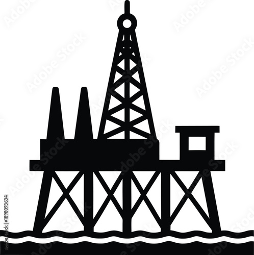 Oil Rig Platform Energy Production Industrial Vector Illustration