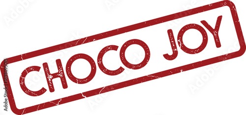 A red rectangular stamp displaying Choco Joy text with an authentic grunge texture