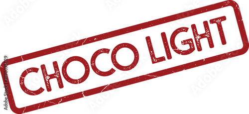 A bright red stamp mark featuring Choco Light text with a distinct grunge appearance