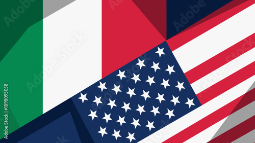 Geometric composition featuring italian and american flags in modern design