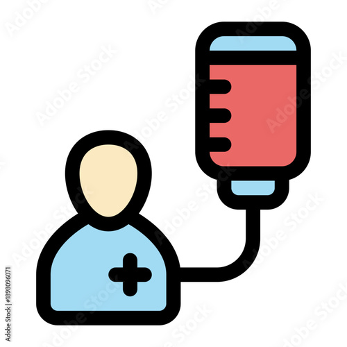 Blood Transfusion or IV Drip Patient Icon Flat Design