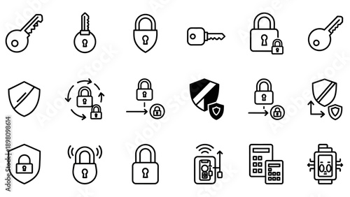 Collection of Simple Security Icons and Symbols.