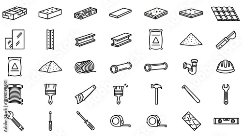 Collection of Various Black and White Tools.