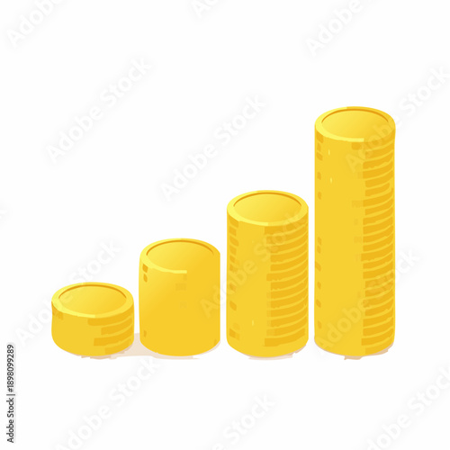 Increasing stack of gold coins representing financial growth and investment, symbolizing wealth accumulation and economic progress