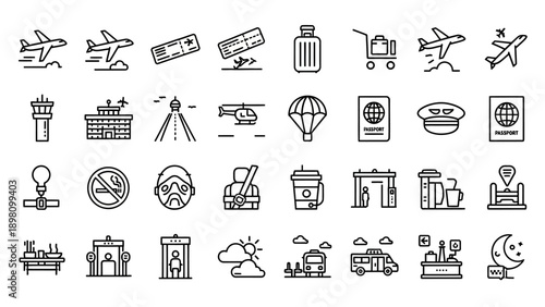 Collection of Travel and Transportation Icons.