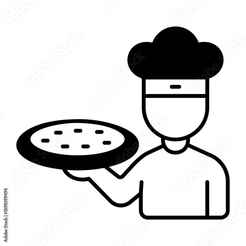 Chef holding pizza