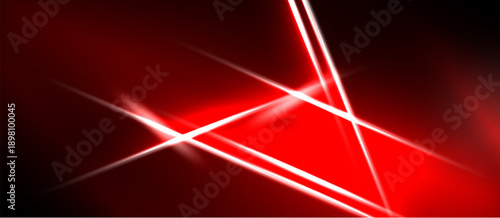 Abstract red lines intersect, creating bright energy. Dark background emphasizes glowing geometric shapes, modern design.