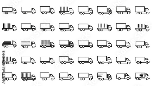 Collection of Truck Icons in Various Styles.