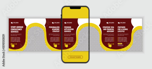 Study abroad consultancy services agency Social Media Carousel Template 