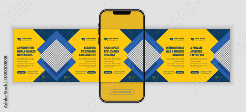 Study abroad consultancy services agency Social Media Carousel Template 