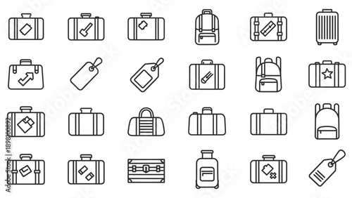 Collection of Simple Luggage Icons Outlined.