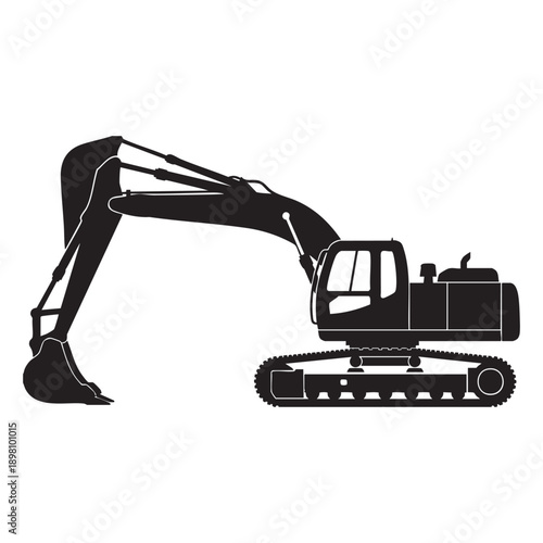 Excavator Silhouette Heavy Construction Vehicle Industrial Machinery for Building Projects Earthmoving Equipment Groundbreaking Engineering and Infrastructure Development
