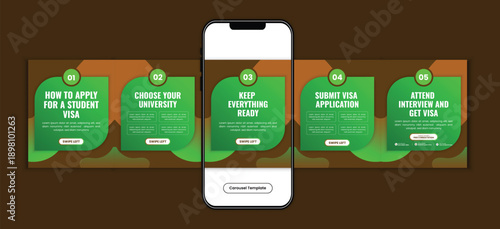 Study abroad consultancy services agency Social Media Carousel Template 