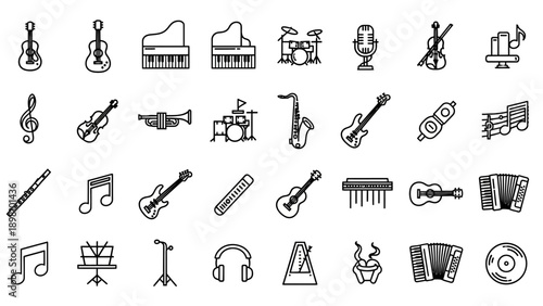 Collection of Simple Music Icons and Symbols.