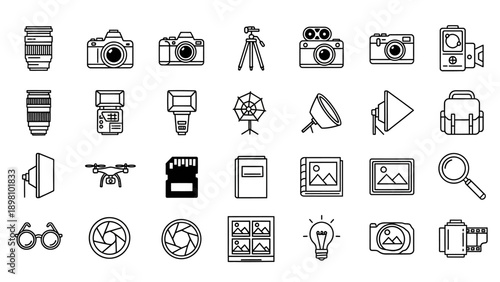 Collection of Simple Photography Icons and Symbols.