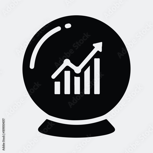 Silhouette crystal ball with business growth chart vector illustration