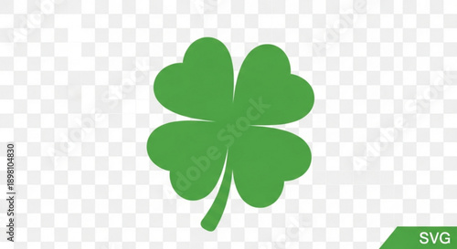 Green four leaf clover on transparent background symbol of luck and fortune