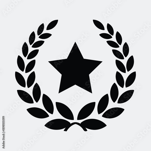 Silhouette star award with laurel wreath emblem vector illustration