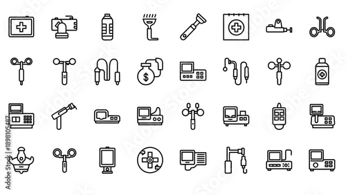Collection of Various Black Icons Symbols.