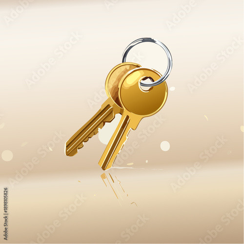 Golden keys on a metallic keyring, a bright illustration symbolizing secure access, valuable ownership, and the exciting prospect of new opportunities in life or business