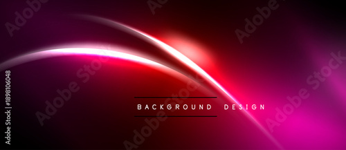 Abstract neon lines create vibrant background. Pink, red hues blend into dark space. Modern design element for digital projects.