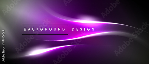 Abstract purple design. Smooth curves create dynamic flow. Text reads background design. Dark edges frame bright center.