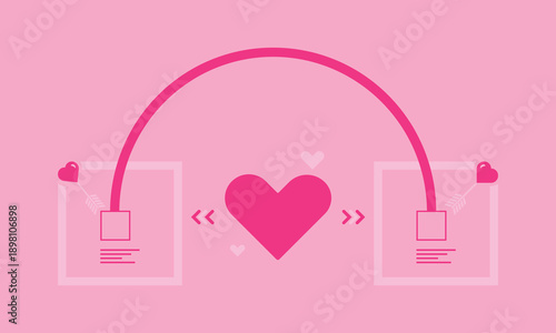 Digital Love Connection: Exploring Online Relationships with a Symbol of Affection and Shared Hearts