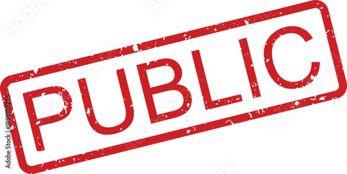 A prominent red rubber stamp impression clearly displays the important word PUBLIC on a clean white background