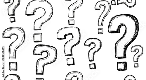 Dynamic Illustration of Question Marks Symbolizing Inquiry and Curiosity in a Creative Art Environment