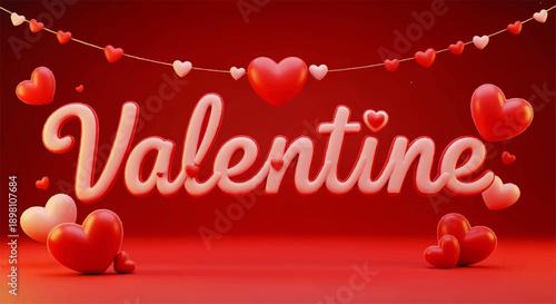 Romantic pink hearts and fluffy clouds background for Valentine's Day or love-themed events