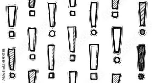 Exclamation Marks in Black and White, Creative Artwork, Modern Style, Abstract Expressions