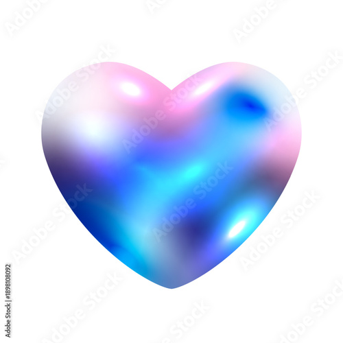 Holographic 3D heart icon with refraction