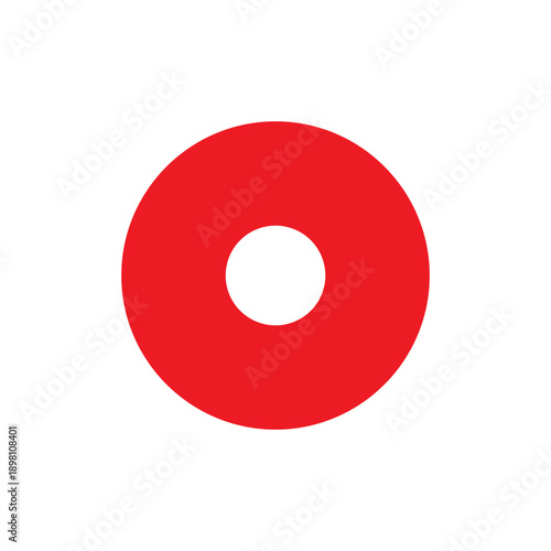 Solid red record button icon, a standard media player control for initiating audio or video capture, isolated on a transparent background, indicating recording functionality.