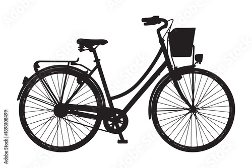 Bicycle silhouette with a front basket and rear carrier for practical and comfortable urban commuting