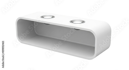 Modern White Rectangular Shelf with Two Circular Openings