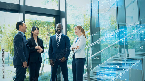 DX、ビジネス、システム、マネジメント、経営、グローバル、多国籍、チームワーク、エンジニアリング、テクノロジー、IT、データ、デジタル、トランスフォーメーション、未来、オフィス、ロビー、ビジネスパーソン、ビジネスマン、会話、会議、ミーティング、翻訳、コミュニケーション、人材、管理、ネットワーク、外国人、日本人、情報、マーケティング、ERP、CRM、MA、SFA、業務、プロジェクト、AI、人物、クラ