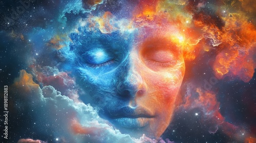 Consciousness Energy Life Force in Abstract Art With Fiery and Ethereal Light Effects