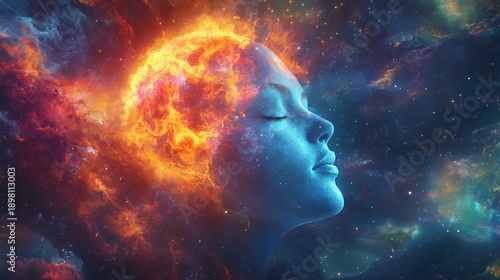 Exploring the Power of Deep Meditation With Silhouette Under Cosmic Sky of Vibrant Colors